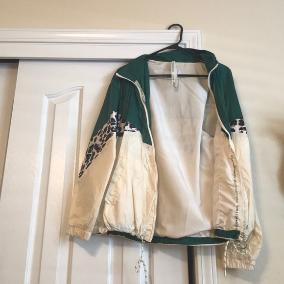 Sage Green Cheetah Print Track Jacket - Picture 1 of 2